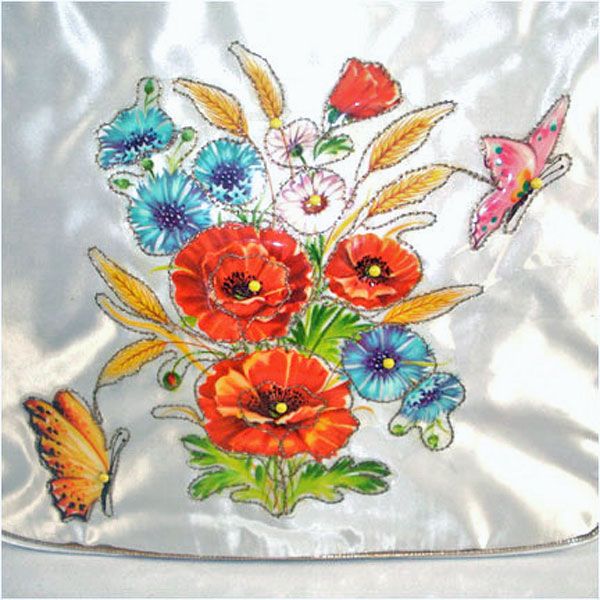 JR Florida Vinyl Covered Applique Flower Purse Mint #4