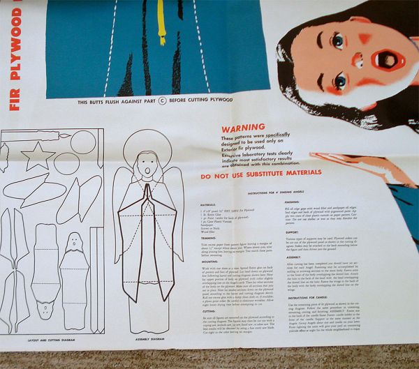 1950s Douglas Fir Plywood Singing Christmas Angel Pattern #2