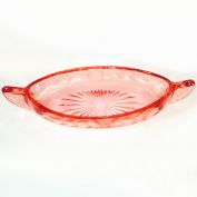 Pink Wheel Cut Depression Glass Canoe Shape Pickle Dish Clearance