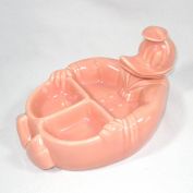 1940s Donald Duck Pink Pottery Baby Feeding Dish by Hankscraft