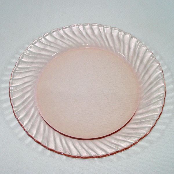 Arcoroc France Rosaline Pink Swirl 7 Glass Salad Plates #2