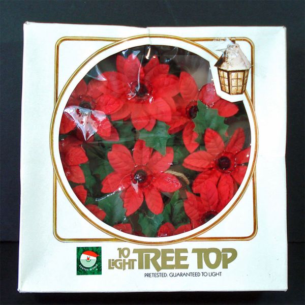 Kurt Adler Lighted Poinsettia Christmas Tree Topper in Box #2