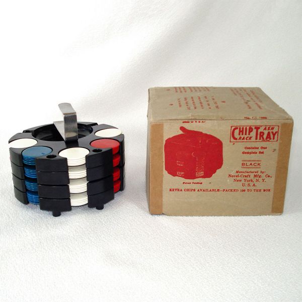 Boxed Individual Poker Caddy Ashtrays Set With Chips