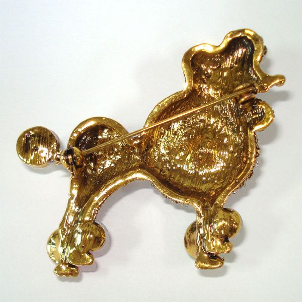 Rivoli Rhinestone Colorful Poodle Dog Brooch Pin #2