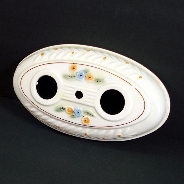 Porcelier Double Socket Oval Light Fixture Flush Mount Clearance