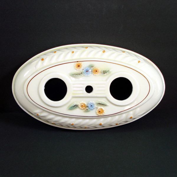 Porcelier Double Socket Oval Light Fixture Flush Mount Clearance #3