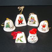 Mid Century Porcelain Bells Christmas Ornaments