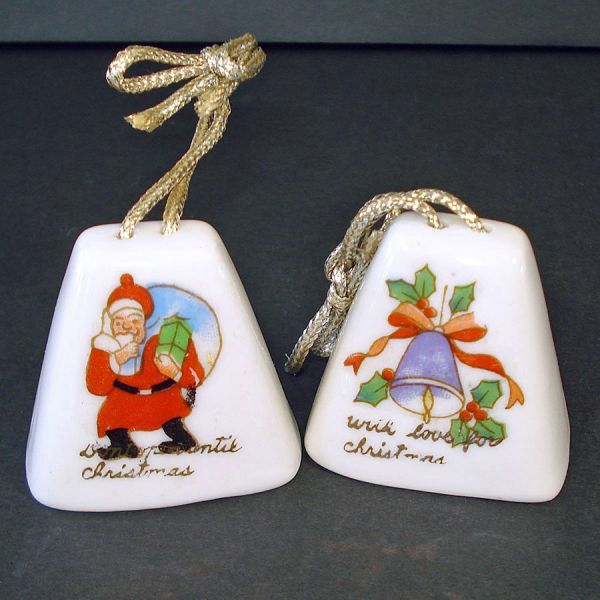 Mid Century Porcelain Bells Christmas Ornaments #2