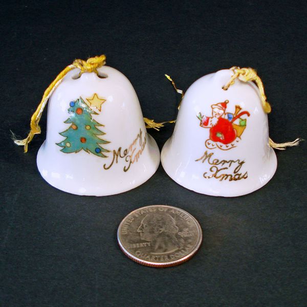 Mid Century Porcelain Bells Christmas Ornaments #3