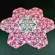 Large 26 Inch Pink White Green Crocheted Doily