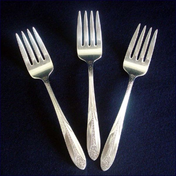 Princess Royal National Silver Silverplate 3 Salad Forks Clearance