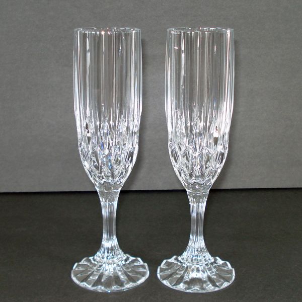 Bretagne 2 French Lead Crystal Pair Champagne Flutes Clearance #2