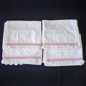 Pink Rickrack Trim Pillowcases Crochet Lace Edging 2 Pair