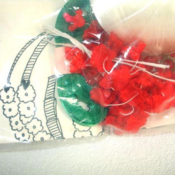 1960s Christmas Ornament Craft Kit Ribbon Fabric Flowers Clearance #3
