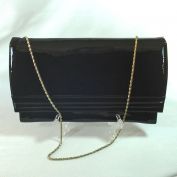 Ande Black Patent Envelope Clutch Shoulder Chain Handle