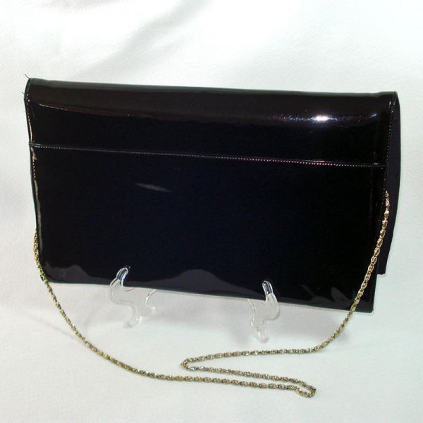 Ande Black Patent Envelope Clutch Shoulder Chain Handle #3