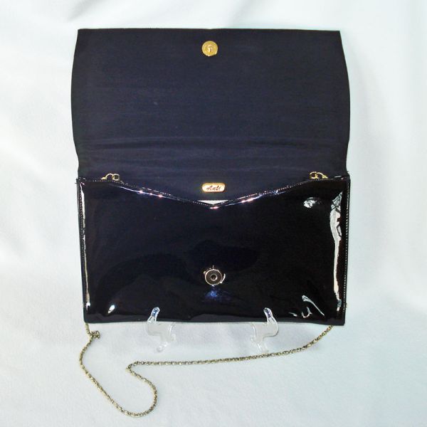 Ande Black Patent Envelope Clutch Shoulder Chain Handle #4