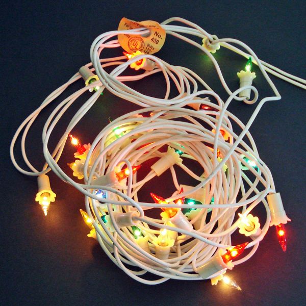 Pair Rare Miniature Screw-in Bulb Christmas Light Strings 16 Feet