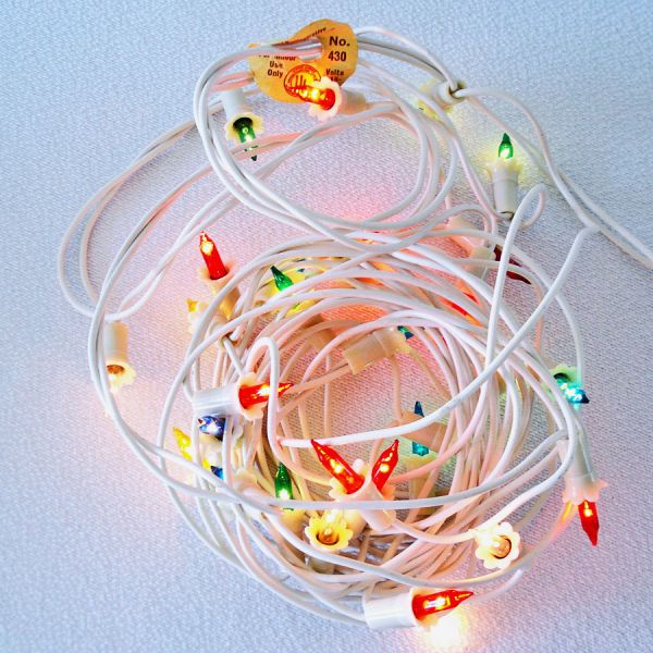 Pair Rare Miniature Screw-in Bulb Christmas Light Strings 16 Feet #2