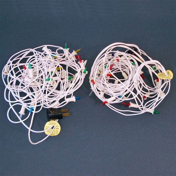 Pair Rare Miniature Screw-in Bulb Christmas Light Strings 16 Feet #3
