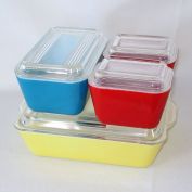Pyrex Primary Colors Refrigerator Dishes Set Complete