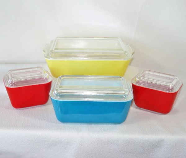 Pyrex Primary Colors Refrigerator Dishes Set Complete #9