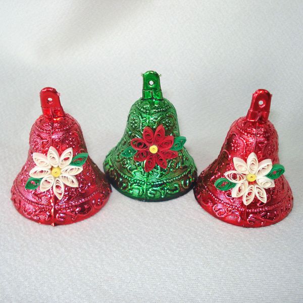 Plastic Bell Christmas Ornaments Quilled Paper Decoration #2