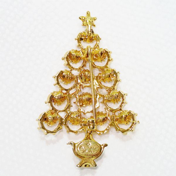 Christopher Radko Rhinestone Christmas Tree Brooch Pin #2