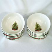 Christopher Radko 6 Christmas Soup Cereal Bowls Mint