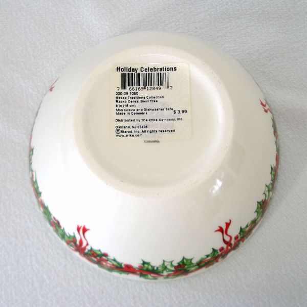 Christopher Radko 6 Christmas Soup Cereal Bowls Mint #4