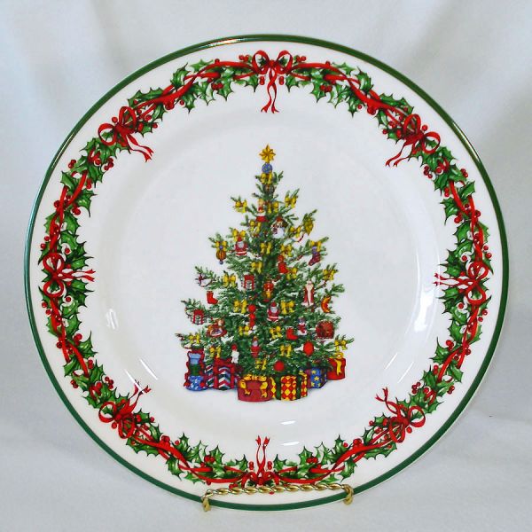 Christopher Radko 4 Christmas Dinner Plates Mint #2