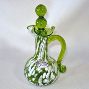 Rainbow Art Glass Green Spatter Stoppered Bottle Cruet