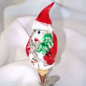 Santa Claus With Tree Clip On Glass Christmas Ornament Clearance