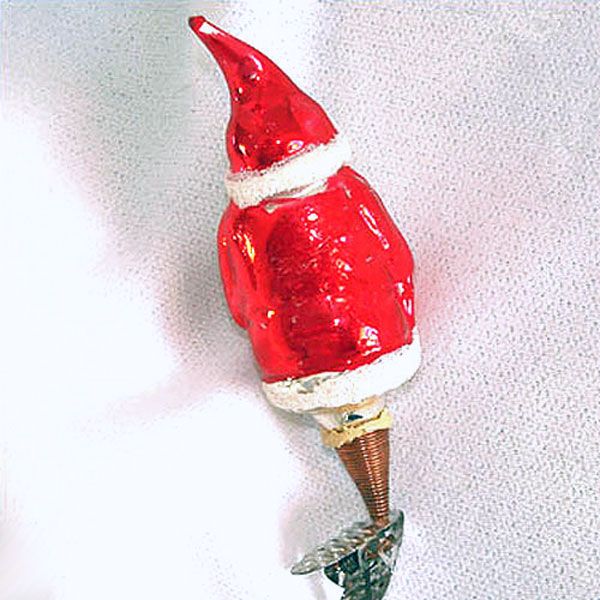 Santa Claus With Tree Clip On Glass Christmas Ornament Clearance #2