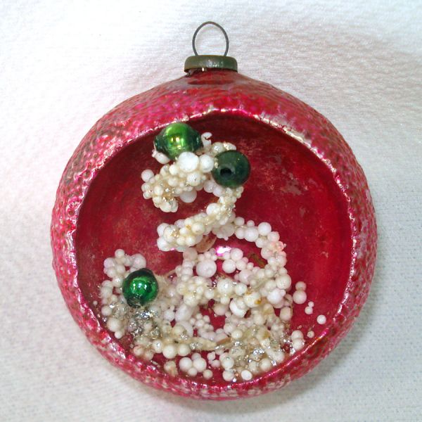 Snowy Tree Glass Diorama Indent Scene Christmas Ornament Clearance