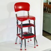Cosco Red Chrome Kitchen Chair With Step Stool