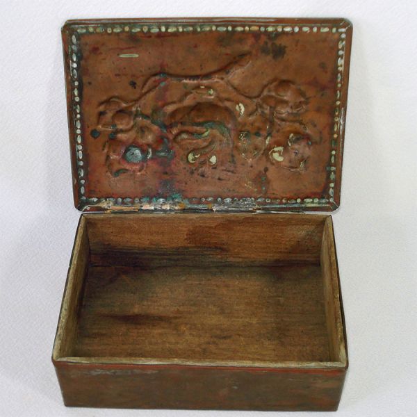 Arts and Crafts Copper Hand Wrought Wood Lined Box #3