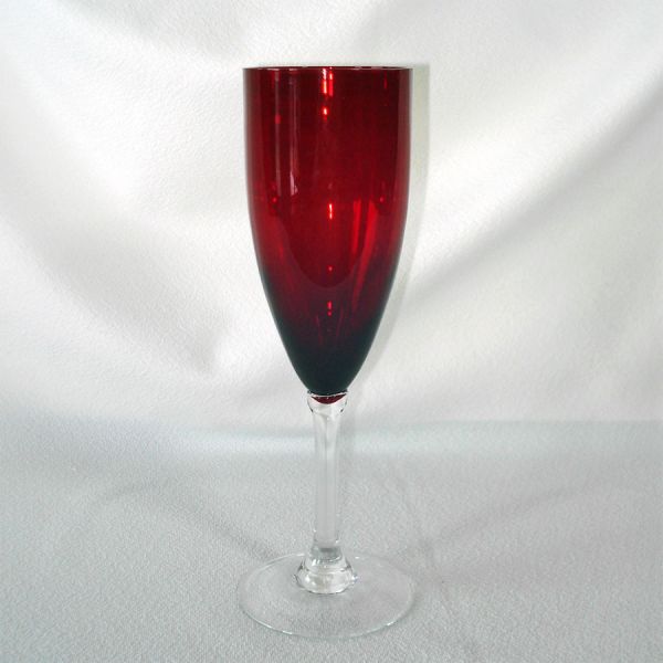 Set 4 Tall Ruby Fluted Champagne Goblets #3