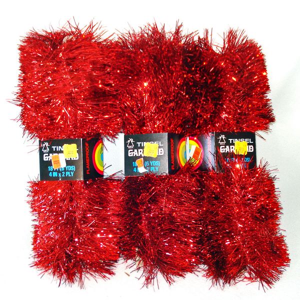 National Tinsel 3 Packs Red Christmas Tinsel Garland Clearance