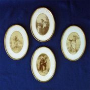 Framed Oval Jesus Religious Pictures Set of 4 Clearance
