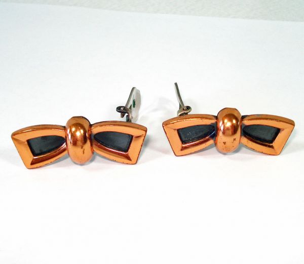 Renoir Bow Copper Clip Earrings #2