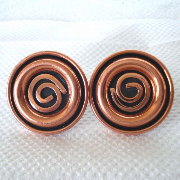 Renoir Modernist Spiral Coils Solid Copper Cufflinks