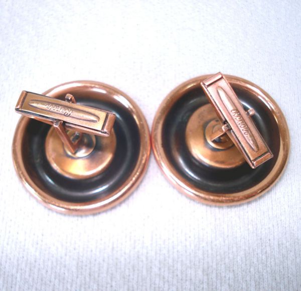 Renoir Modernist Spiral Coils Solid Copper Cufflinks Clearance #2