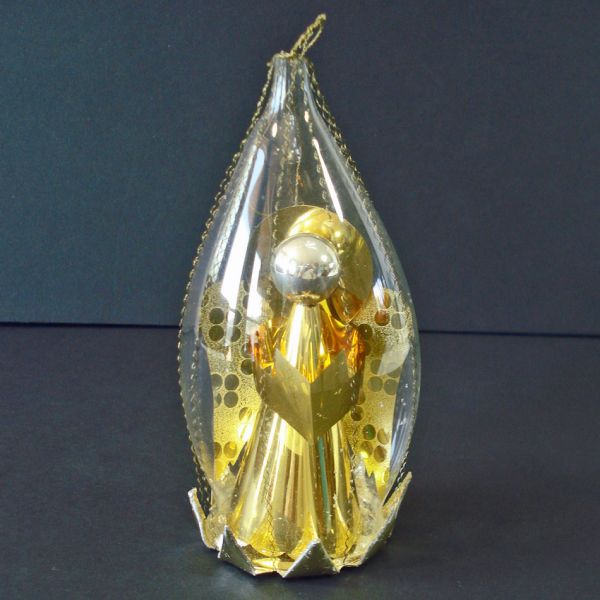 Foil Glass Angel Scene Wire Wrap Christmas Ornament Clearance #2