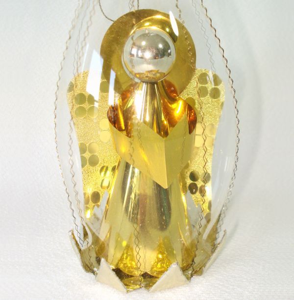 Foil Glass Angel Scene Wire Wrap Christmas Ornament Clearance #3