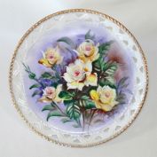 Yellow Roses Hand Painted Reticulated Wall Plate