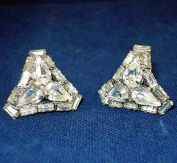 Rhinestone Curved Triangle Shape Clip Earrings Clearance
