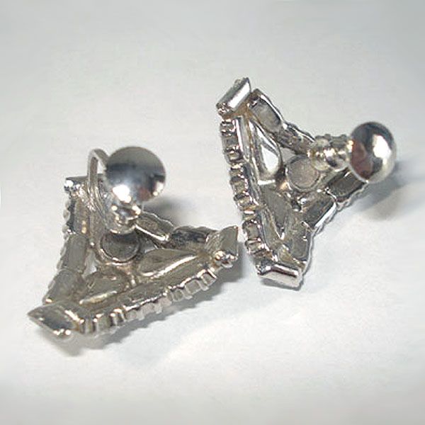 Rhinestone Curved Triangle Shape Clip Earrings Clearance #2