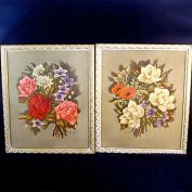 Pair 1940s Large Framed Averill Floral Prints Clearance