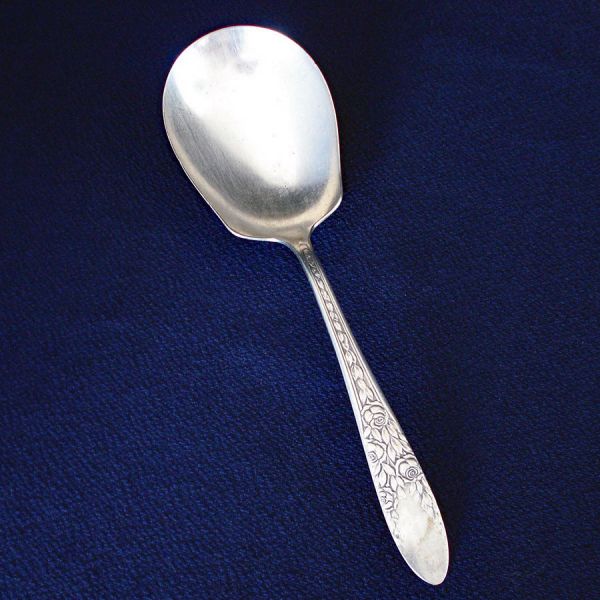Rose and Leaf National Silverplate Casserole Spoon